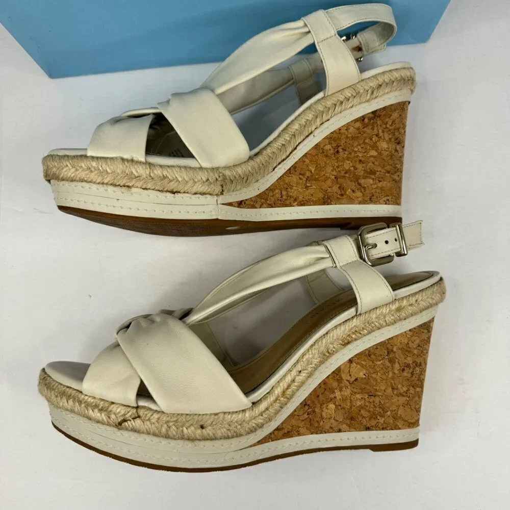 Antonio Melani Meyer Cork Wedge Sandal Off White New in Box Women's Size 9M READ